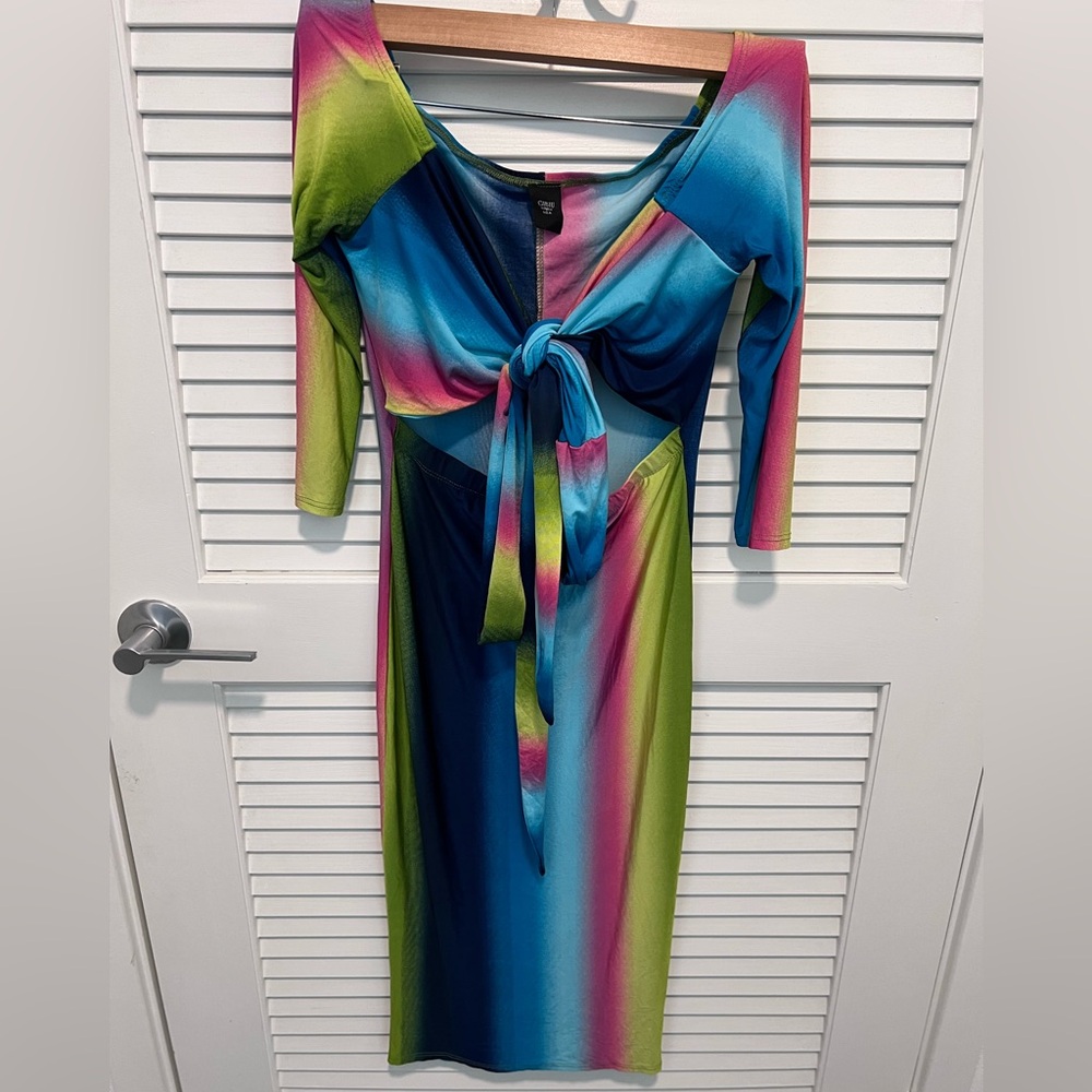 Multicolor Tie-Front Dress